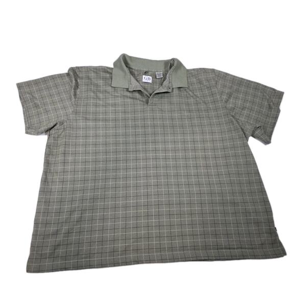 Geoffrey Beene Polo Shirt Checkered Green Short Sleeve Tee Top Mens 3XL - Picture 1 of 6